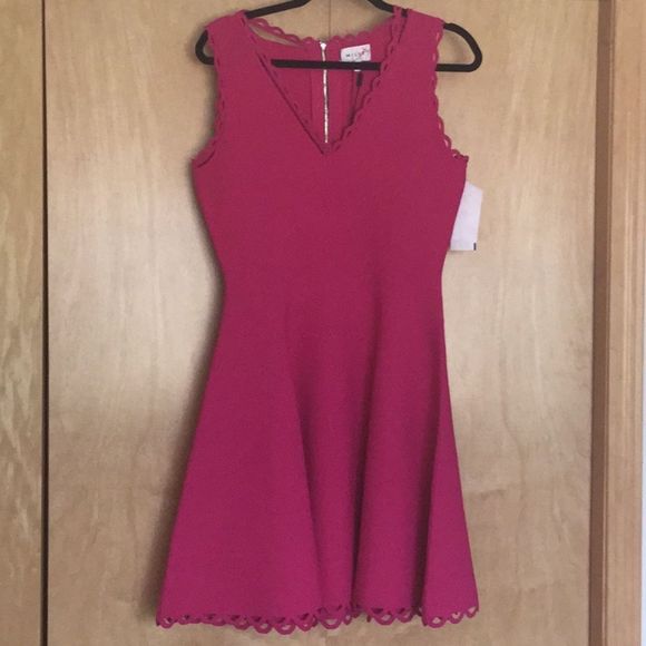 MILLY Knit Eyelet Scallop Fit and Flare Dr… - Picture 2 of 12